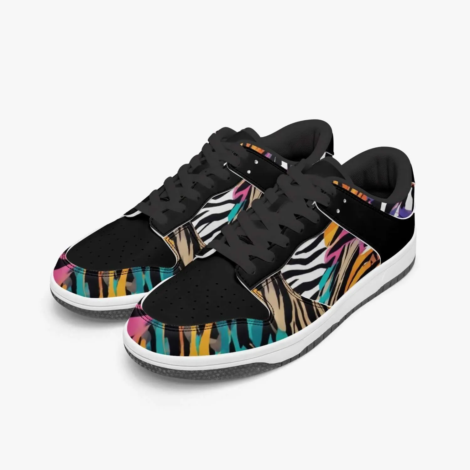 Animal Wild Dunk Stylish Low-Top Leather Black Sneakers