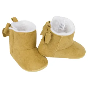 Baby Girls Taupe Bow Faux Suede Boots