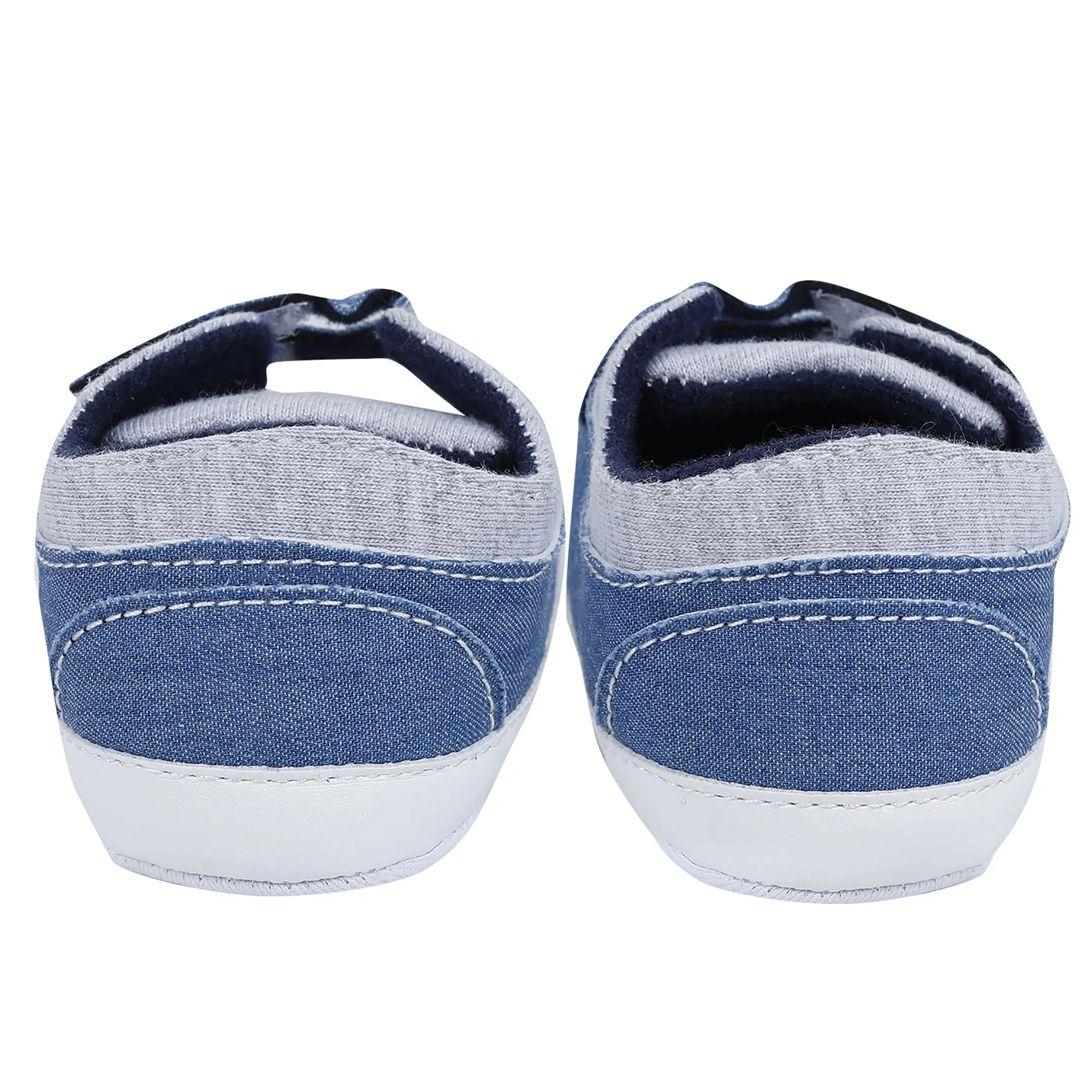 Baby Moo Stylish Colour Blocked Velcro Straps Anti-Skid Sneakers - Grey, Blue