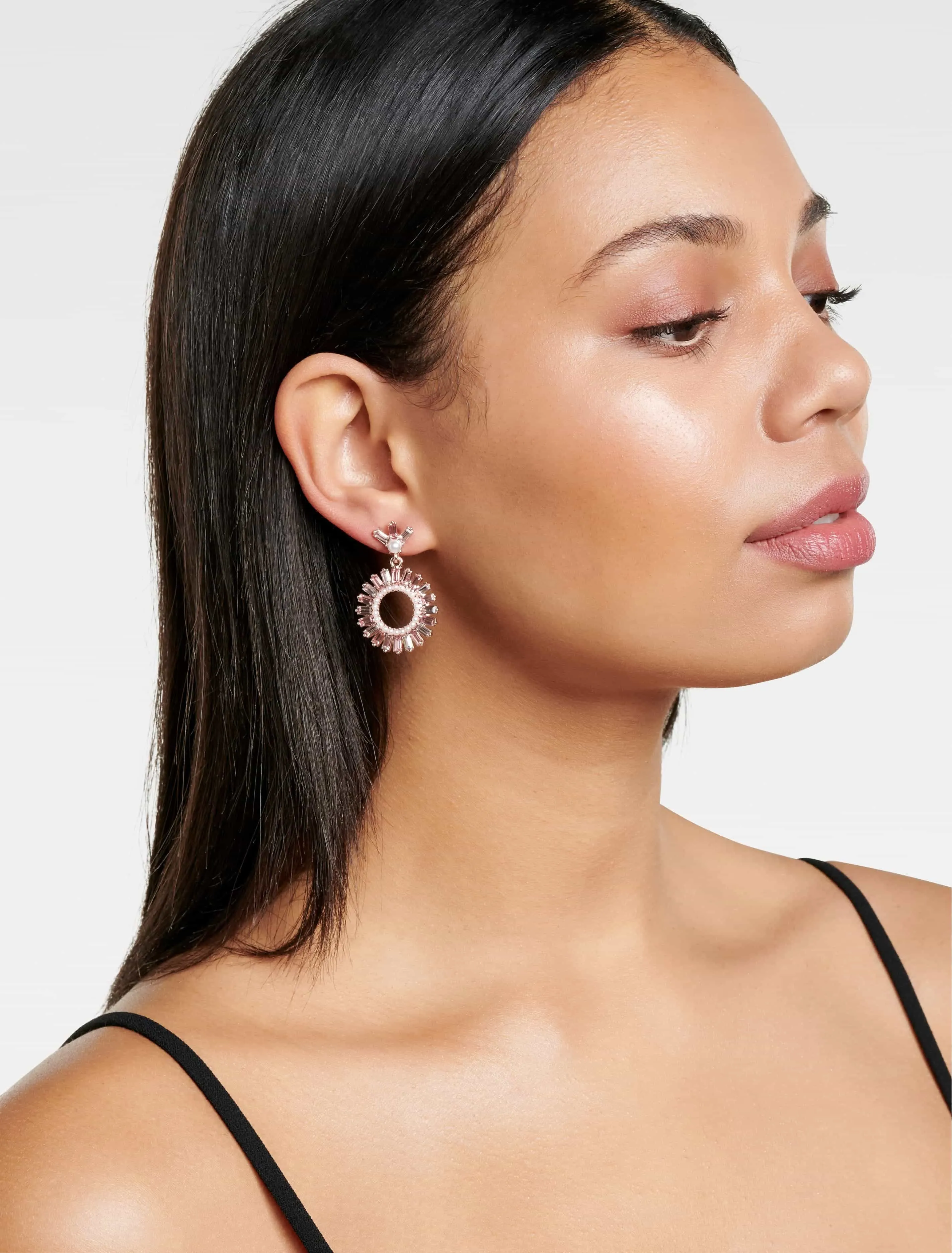 Bianca Diamante Circle Drop Earrings