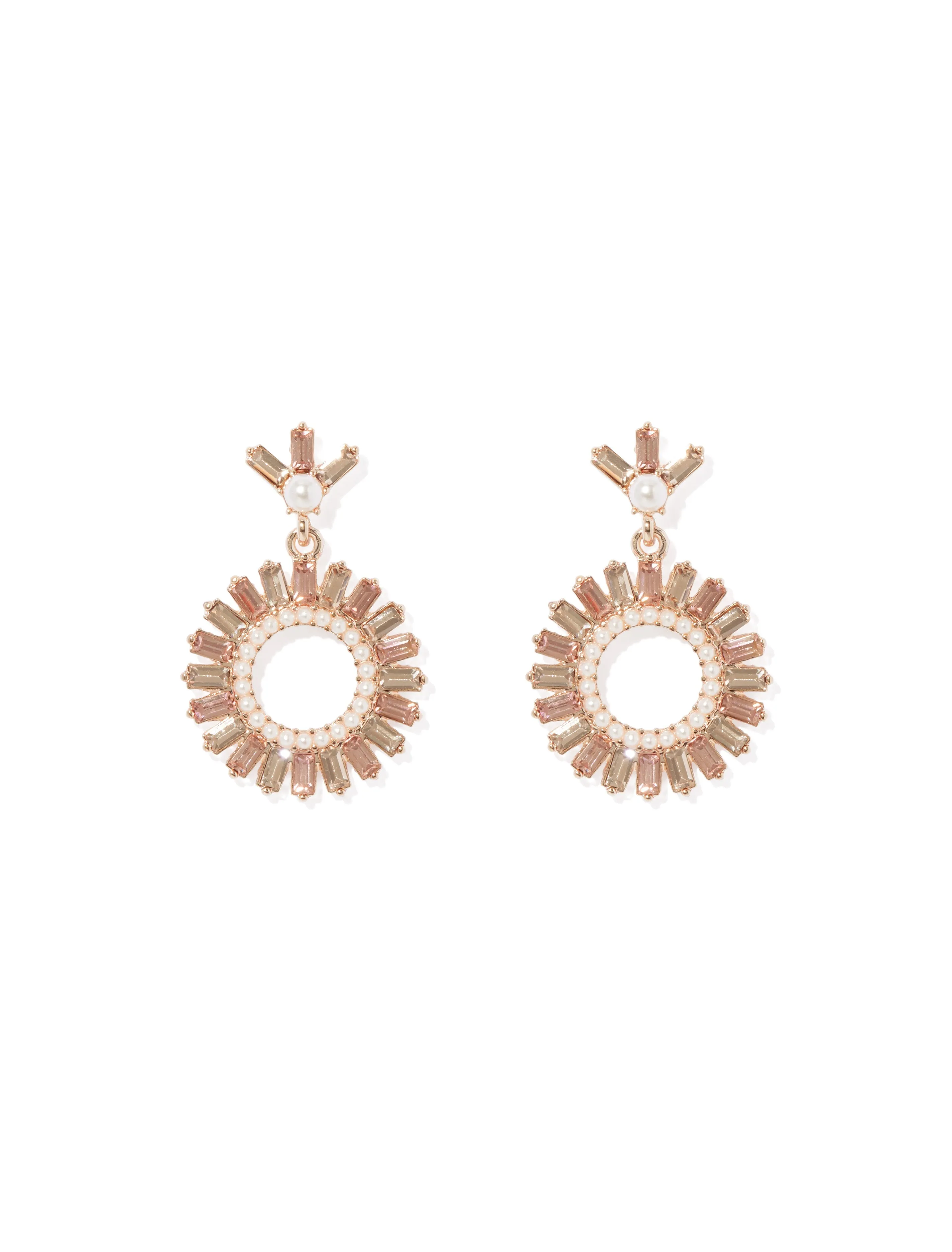 Bianca Diamante Circle Drop Earrings