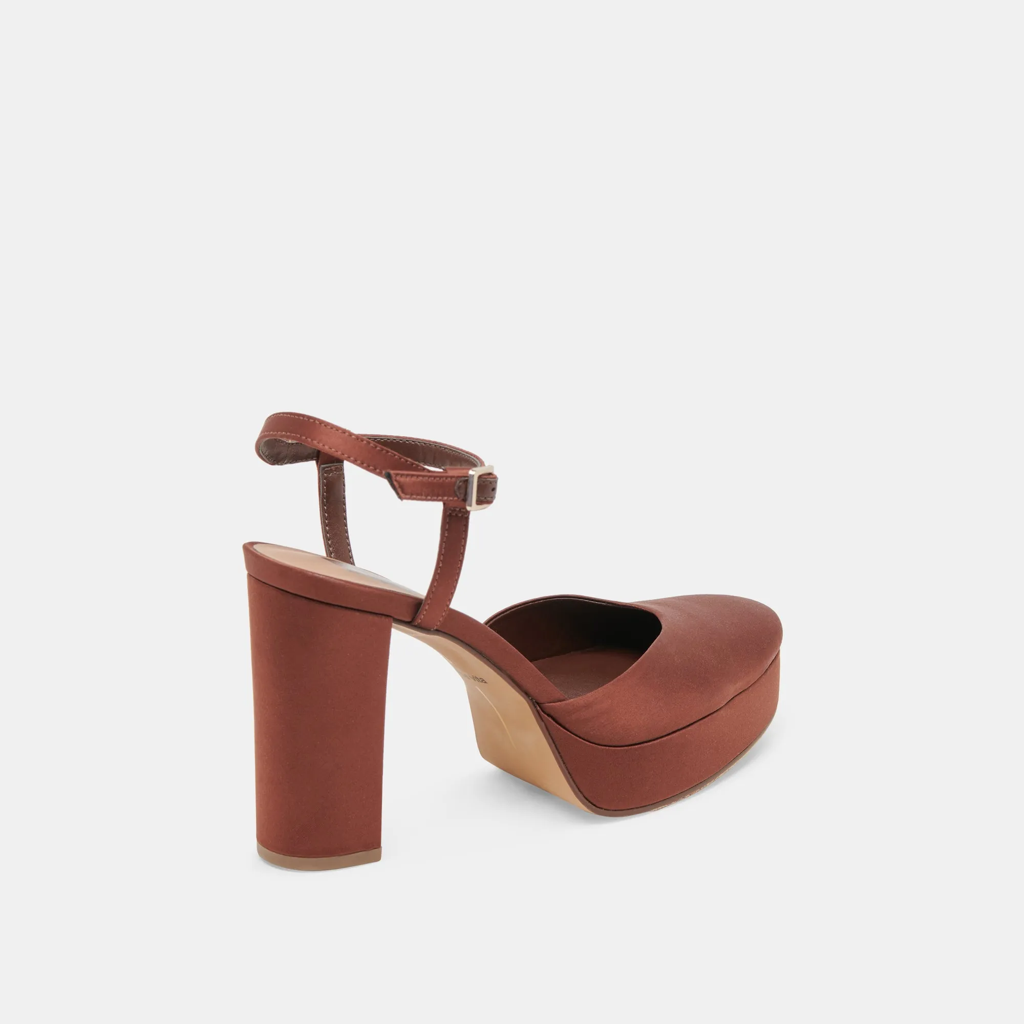 CLAUD HEELS CHOCOLATE SATIN