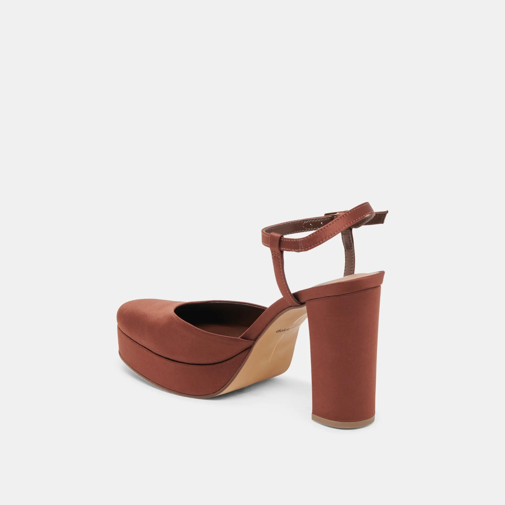 CLAUD HEELS CHOCOLATE SATIN