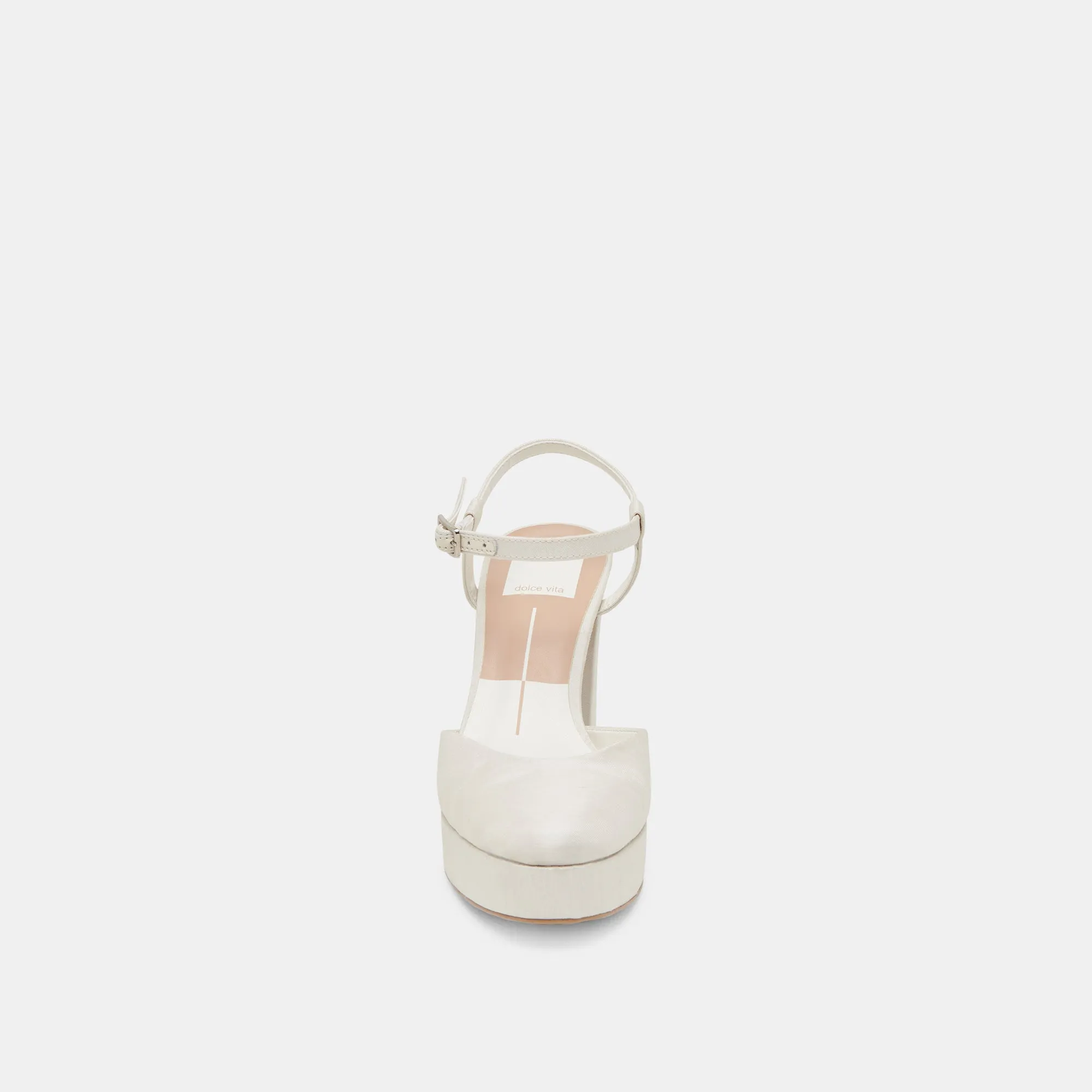 CLAUD HEELS WHITE SATIN