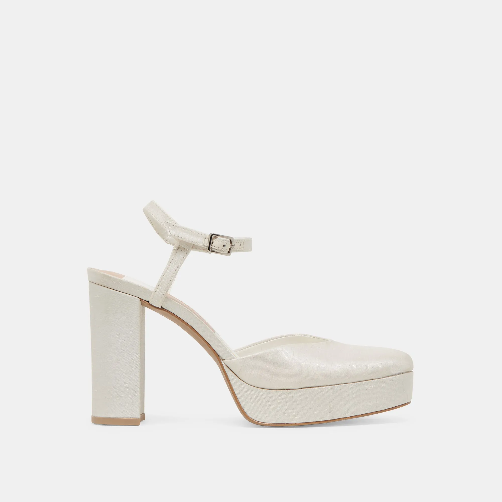 CLAUD HEELS WHITE SATIN