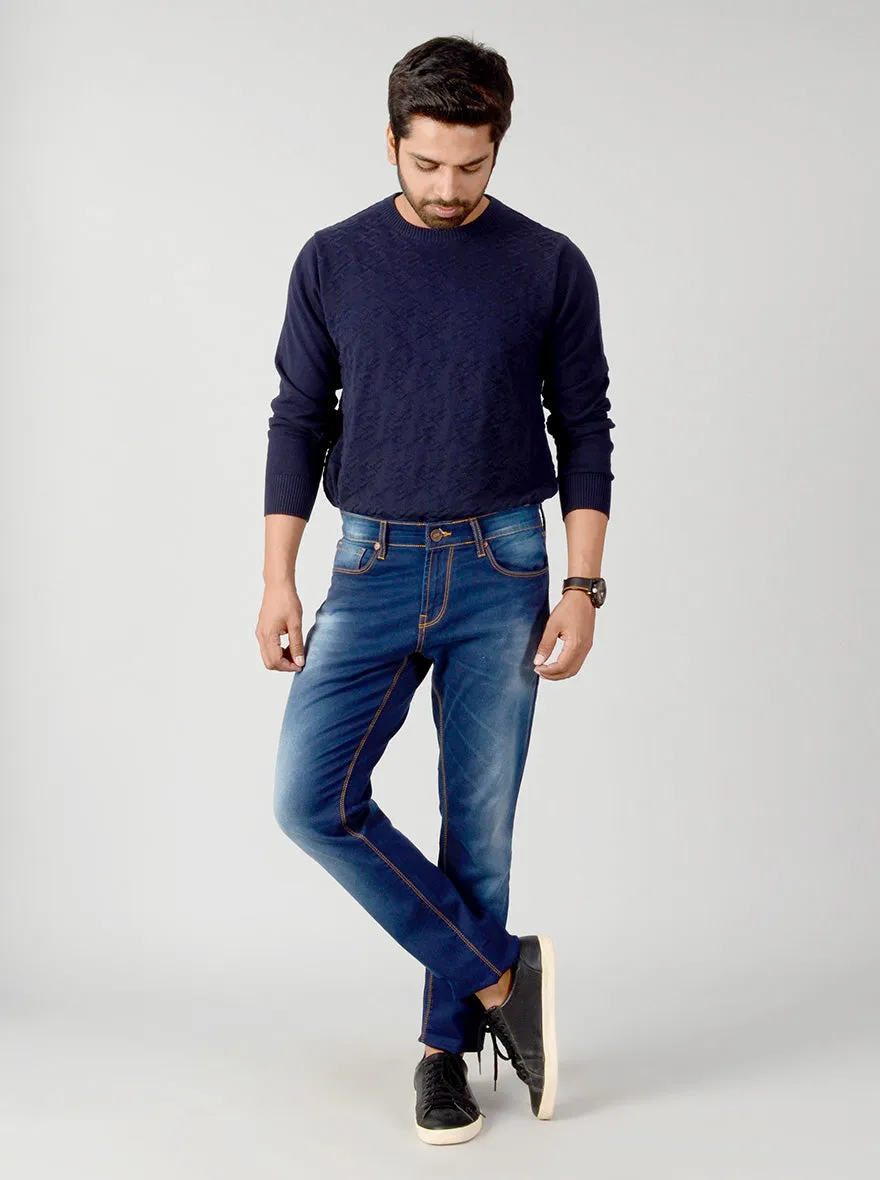 Dark Blue Washed Slim Fit Jeans | JadeBlue