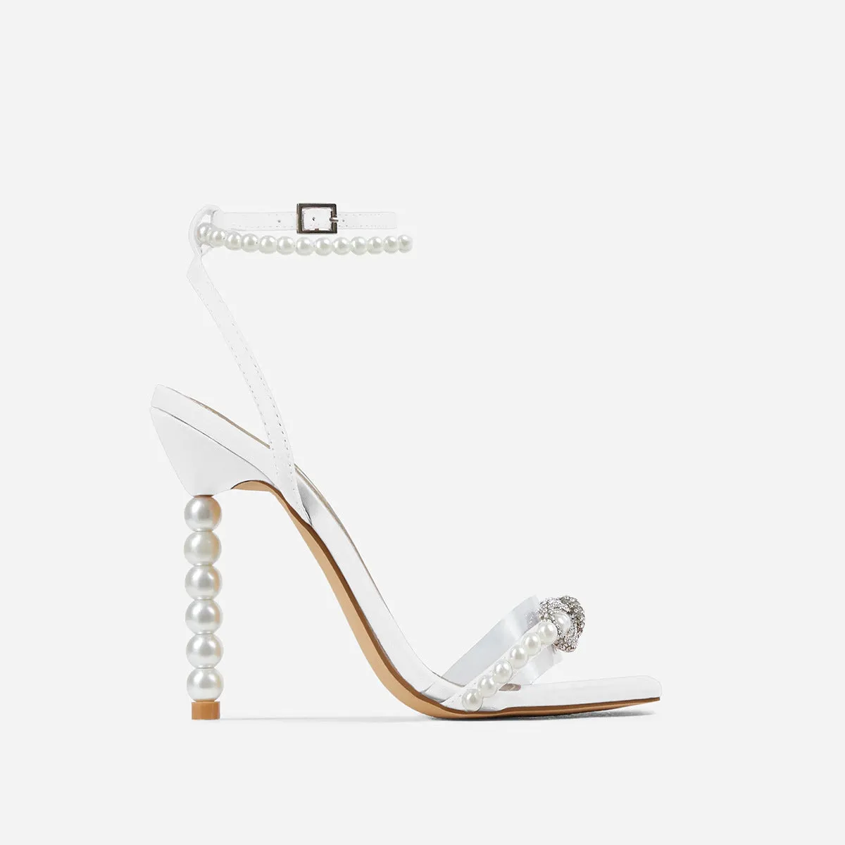 Diamond Pearl Bow Stiletto Heels with Pearl Heel