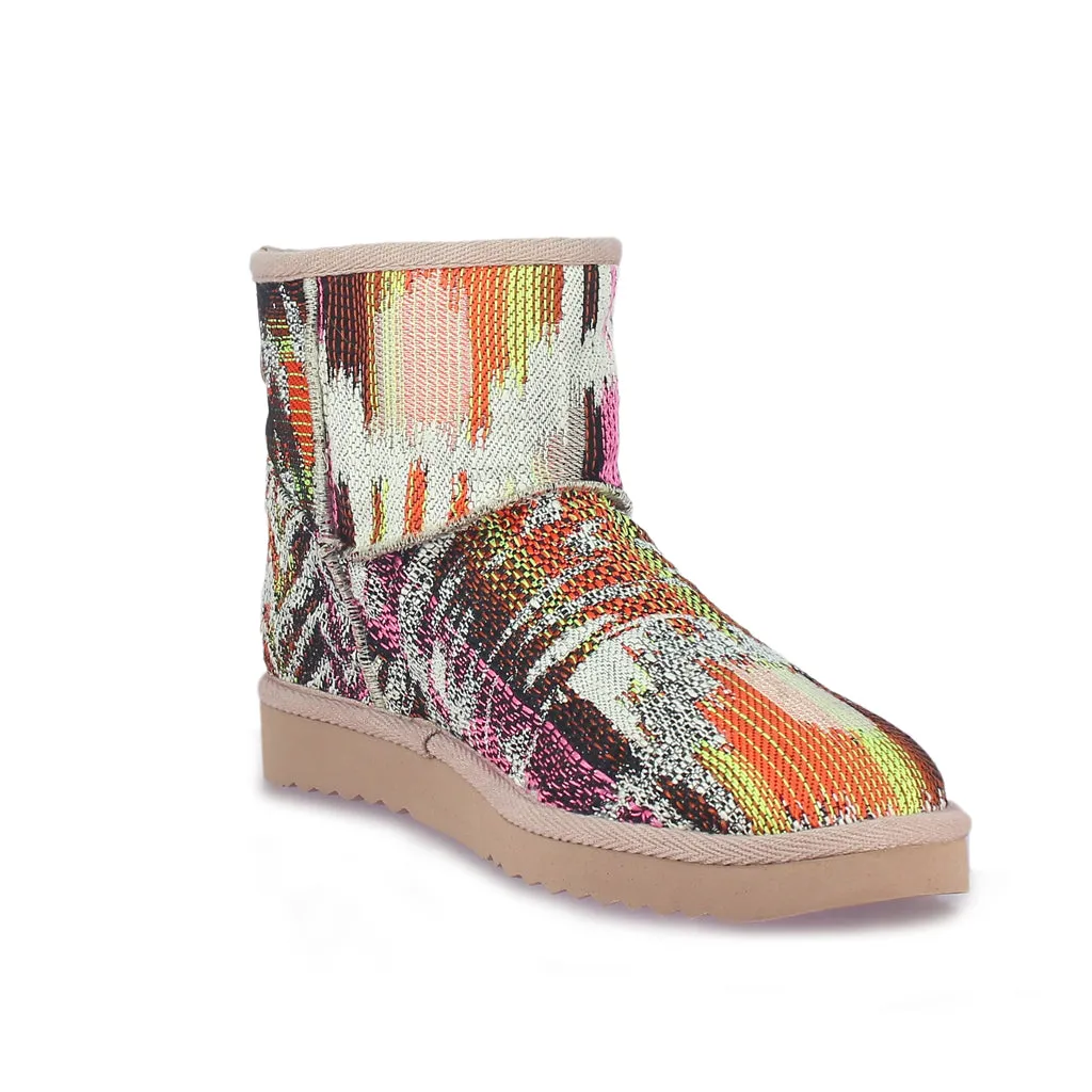 Felice Embroidered Italian Fabric Snug Boots