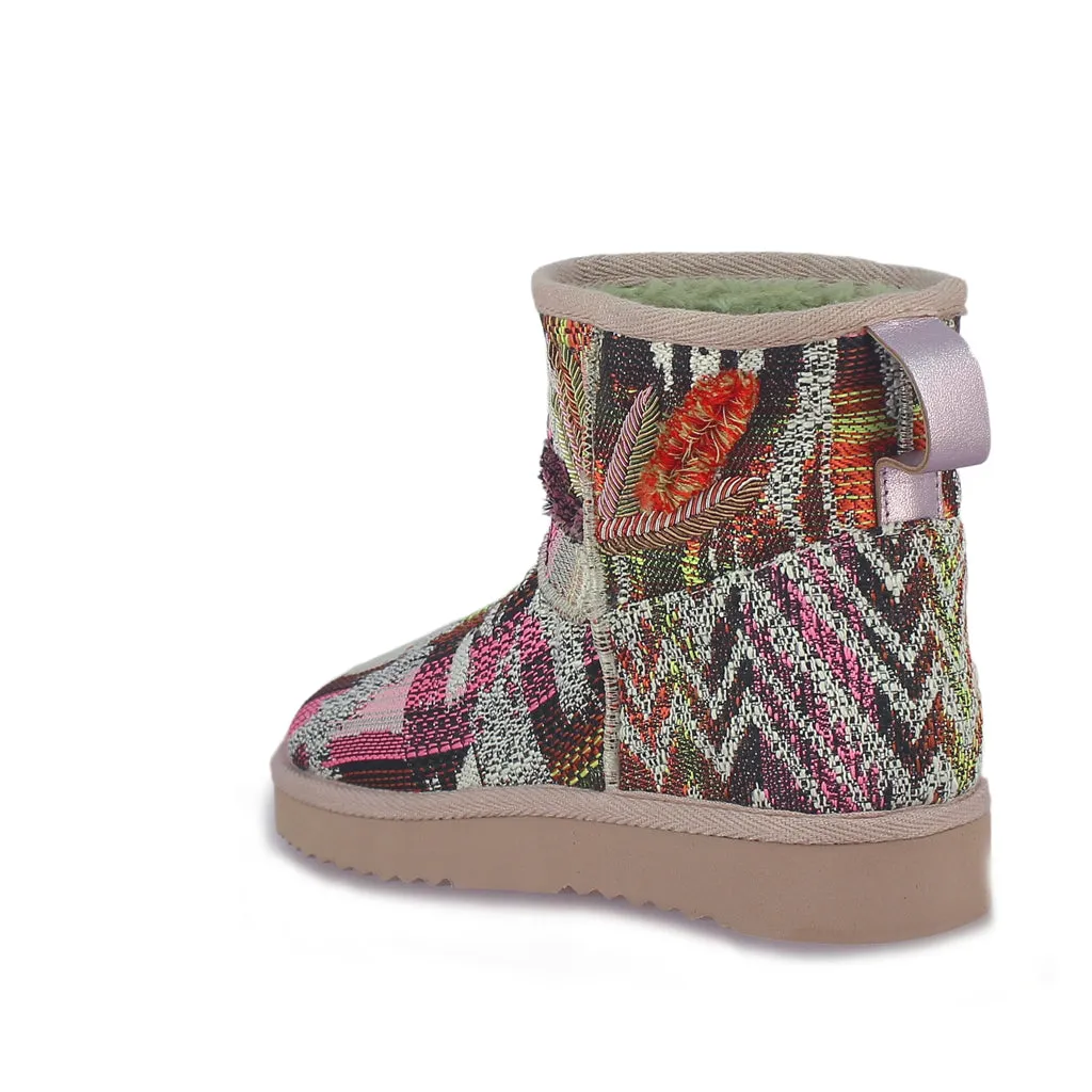 Felice Embroidered Italian Fabric Snug Boots