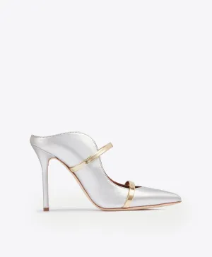 Maureen 100 Silver & Gold Leather Mules