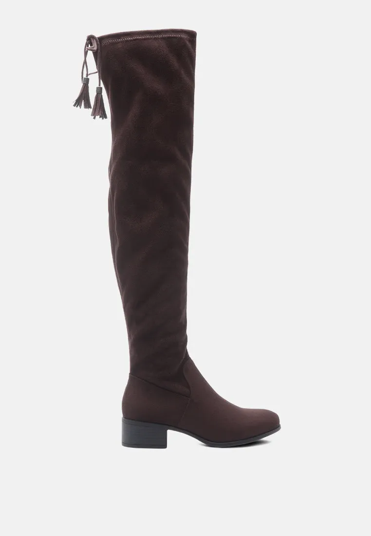 Nople Knee Boots With Drawstring