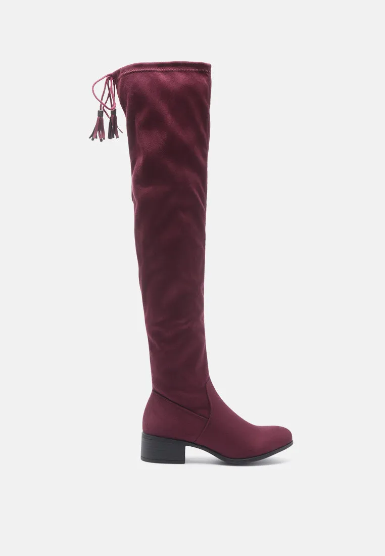 Nople Knee Boots With Drawstring