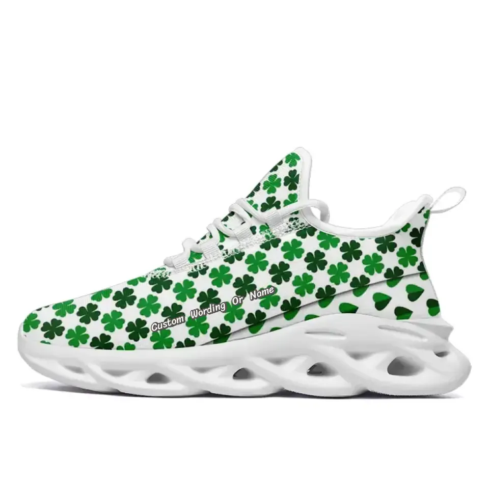 Personalized Four-Leaf Design Sneakers, Custom Breathable Running Shoes, Baseball Shoes