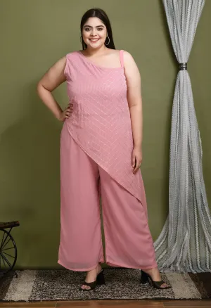 Plus Size Asymmetrical Pink Co-ord Set