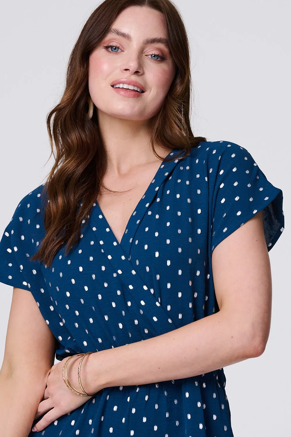 Polka Dot Cropped V-Neck Jumpsuit