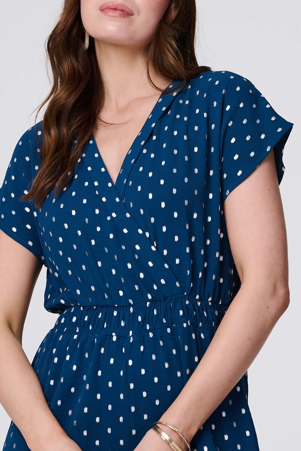 Polka Dot Cropped V-Neck Jumpsuit