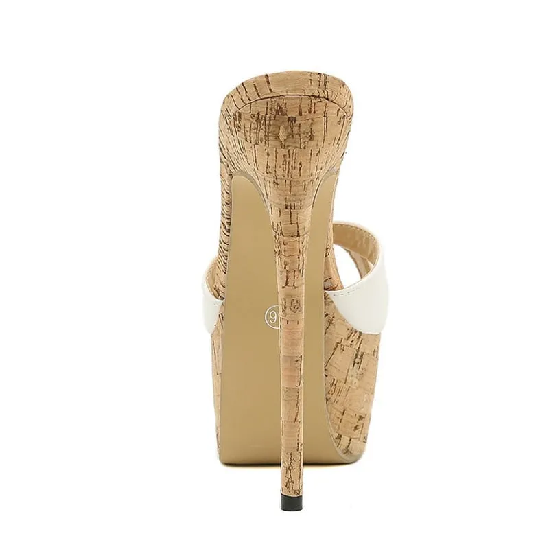 TEEK - Toe Crossed Corked High Heel Sandals