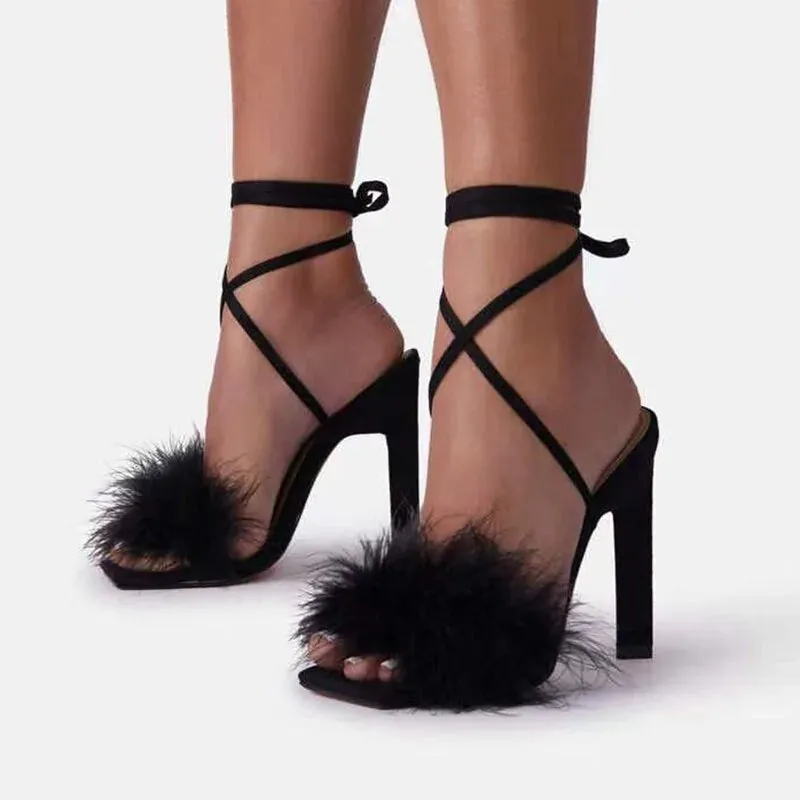 Women's Feather High Heels Shoes