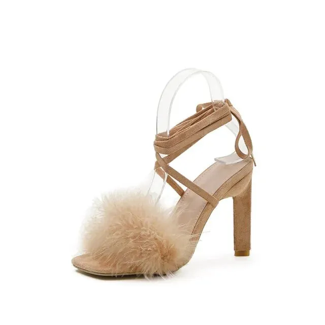 Women's Feather High Heels Shoes